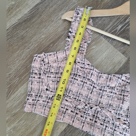 Wild Fable Tweed Boucle Tiny Tank Crop Top & Skort Set Pink NWT Skirt Spring - Picture 9 of 16